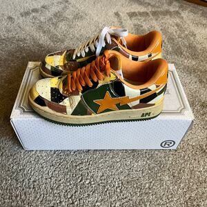 Authentic 90’s Bapesta Fragmented Orange Sz 6
